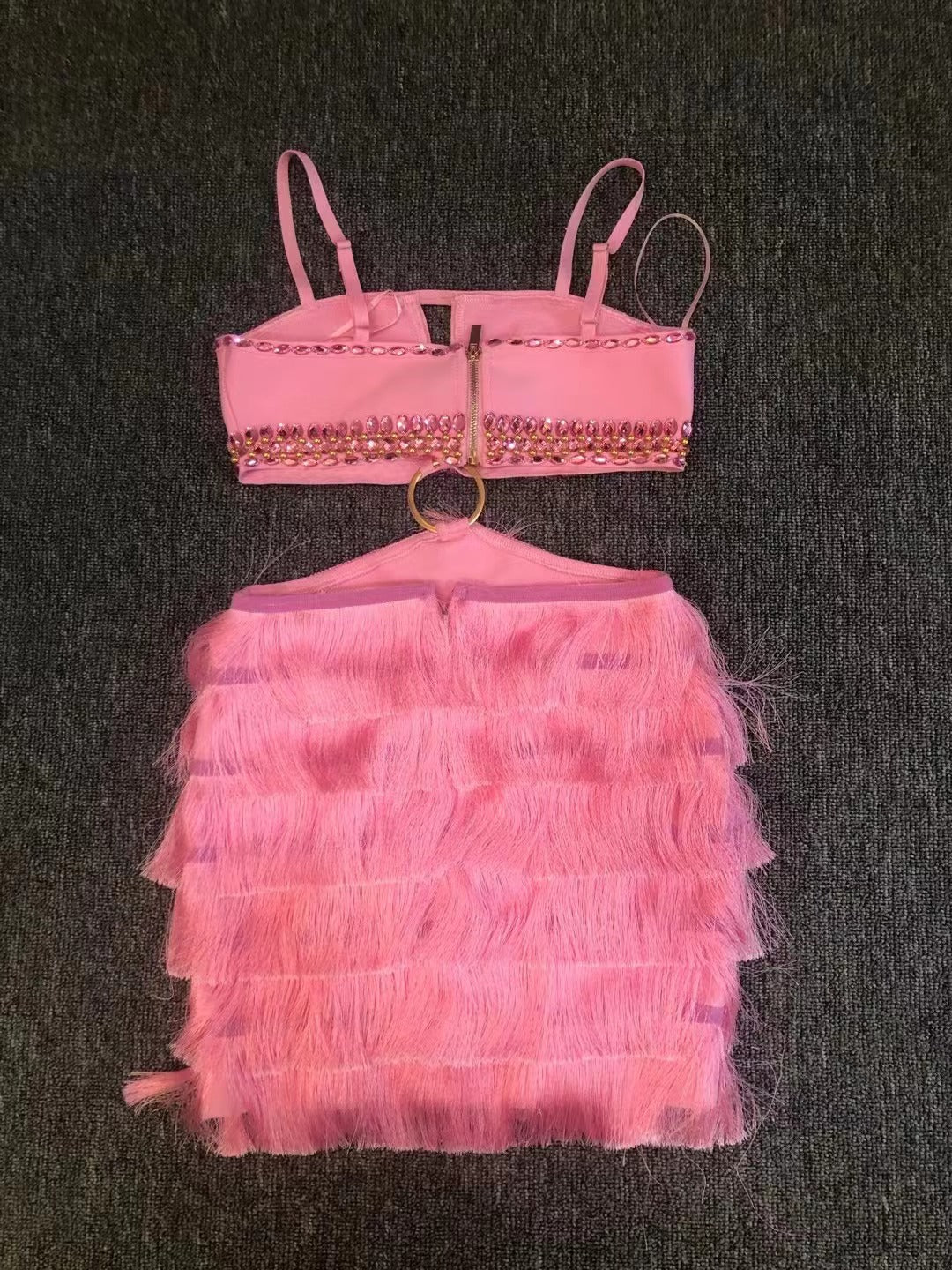 Sexy Sexy Wear Spring Hollow Out Cutout Backless Drilling Metal Ring Stitching Mini Bandage Dress by Ragazza