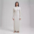 Autumn Winter Knitted Dress Casual Waist Tight round Neck Large Pit High Collar Slimming Knitted Maxi Dress for Women  DestGlow