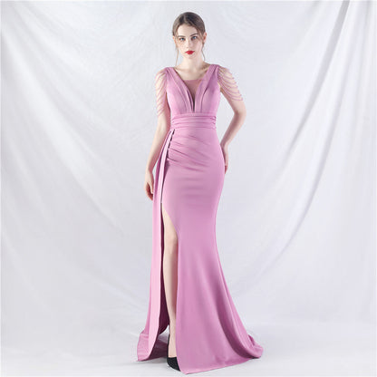 Total Satin Folding Craft Craft Beaded Evening Dress by Ragazza
