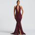 Summer Mesh Stitching Elegant Dress Maxi Dress V neck Halter Backless Sexy Dress Women by Ragazza