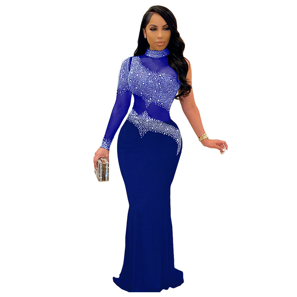Sexy Rhinestone Mesh Slim Fit Dress Nightclub by Ragazza