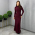 Autumn Women Long Sleeve Fitted Waist Pleated Slim Maxi Dress by Ragazza