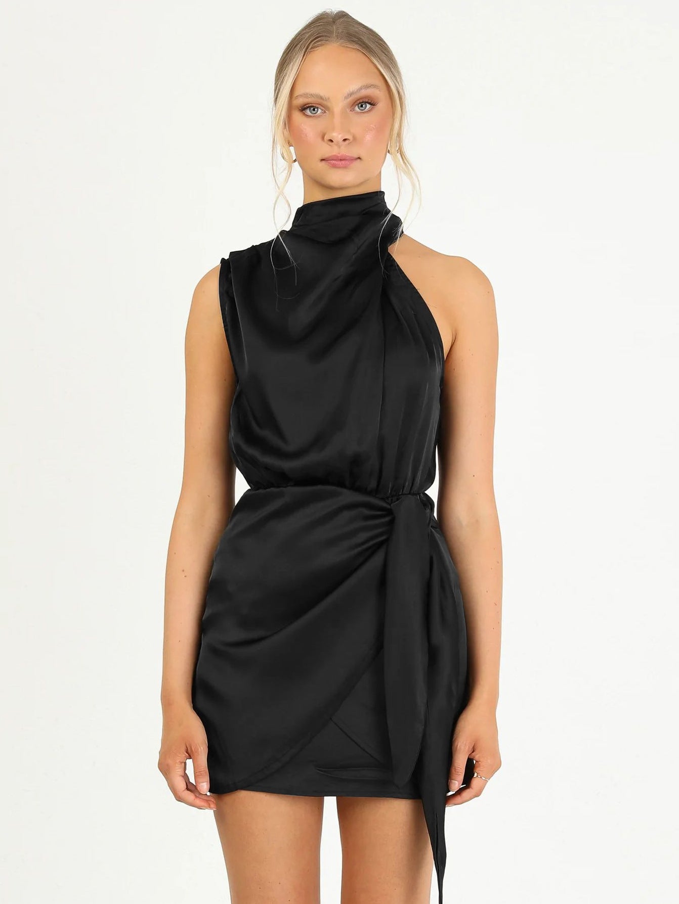 Halter High Grade Satin Tied Slim Fit Socialite Dress by Ragazza