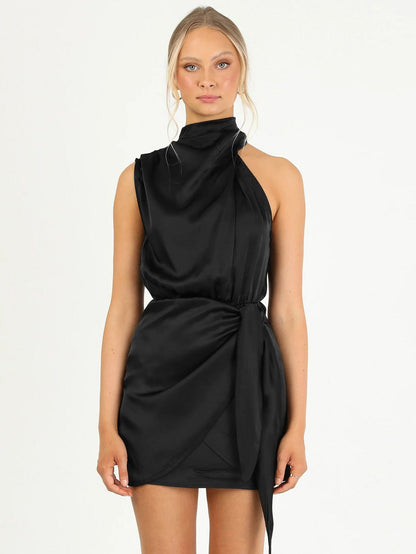 Halter High Grade Satin Tied Slim Fit Socialite Dress by Ragazza