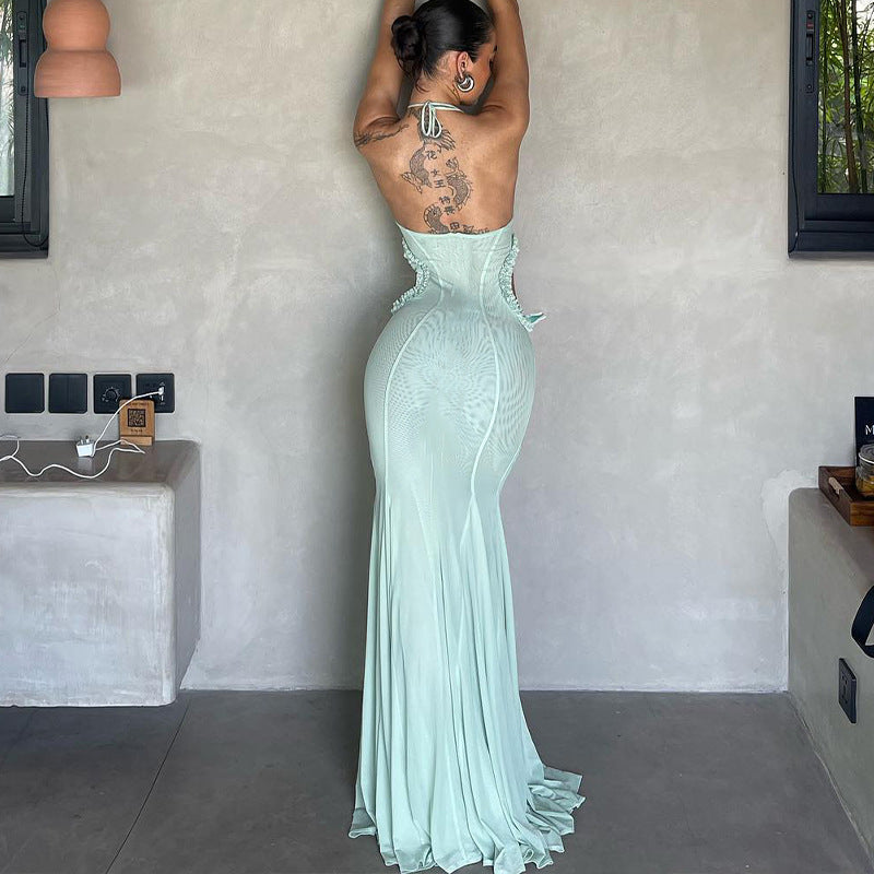 Autumn Sexy off Shoulder Halter Butterfly Decoration Slim Fit Holiday Dress Women  DestGlow