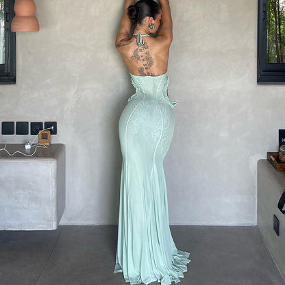 Autumn Sexy off Shoulder Halter Butterfly Decoration Slim Fit Holiday Dress Women  DestGlow