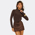 Women Clothing Autumn Winter Graceful Fashionable Half Turtleneck Tight Expensive Satin Pleated Dress by Ragazza