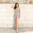 Women Elegant Halter Backless Split Drilling Dress  DestGlow
