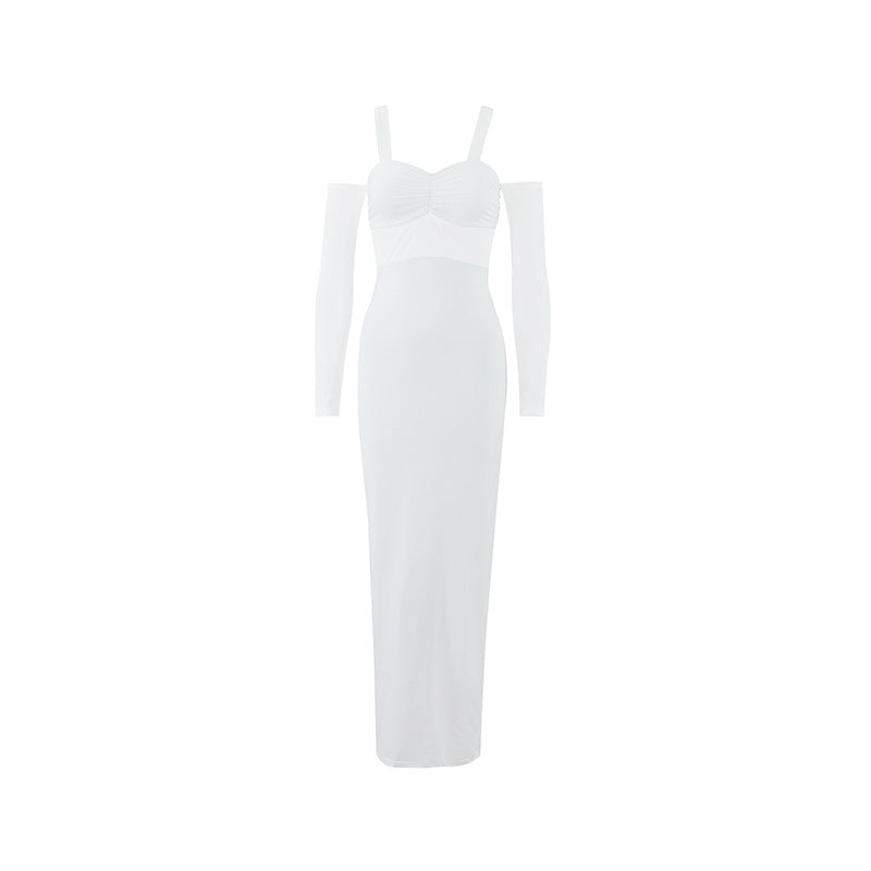 Women Clothing Sexy Spaghetti Straps Corset Slim Mesh Stitching Independent Sleeve Dress by Ragazza