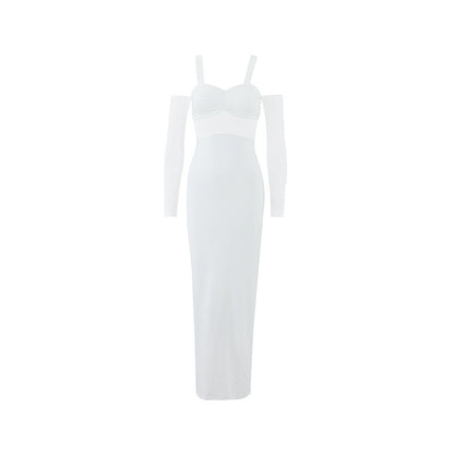 Women Clothing Sexy Spaghetti Straps Corset Slim Mesh Stitching Independent Sleeve Dress by Ragazza