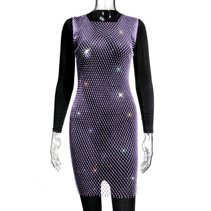 Rhinestone Fishnet Top Summer Popular Mesh Rhinestone Women Clothing Short Sleeve by Ragazza