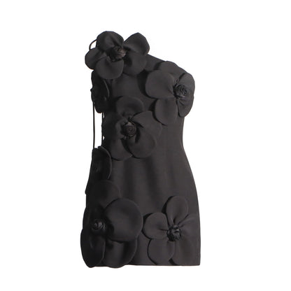 French Sexy Floral Splicing Autumn Winter Suspender Design Solid Color Dress Women by Ragazza