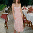 Polka Dot Printed Floral Strap Dress Women Summer French Sexy Backless Dress by Ragazza