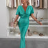 Spring Summer Satin Twisted Chest Batwing Sleeve Dress Loose Vacation Dress Women by Ragazza
