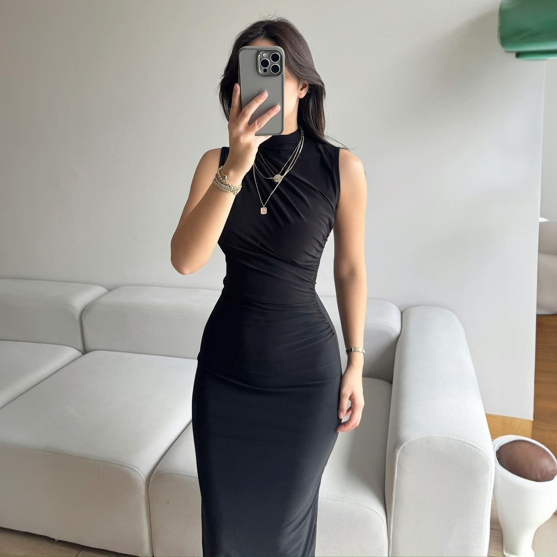 Summer Solid Color Split High Waist Slim Sexy Sleeveless Long Women Clothing Dress by Ragazza