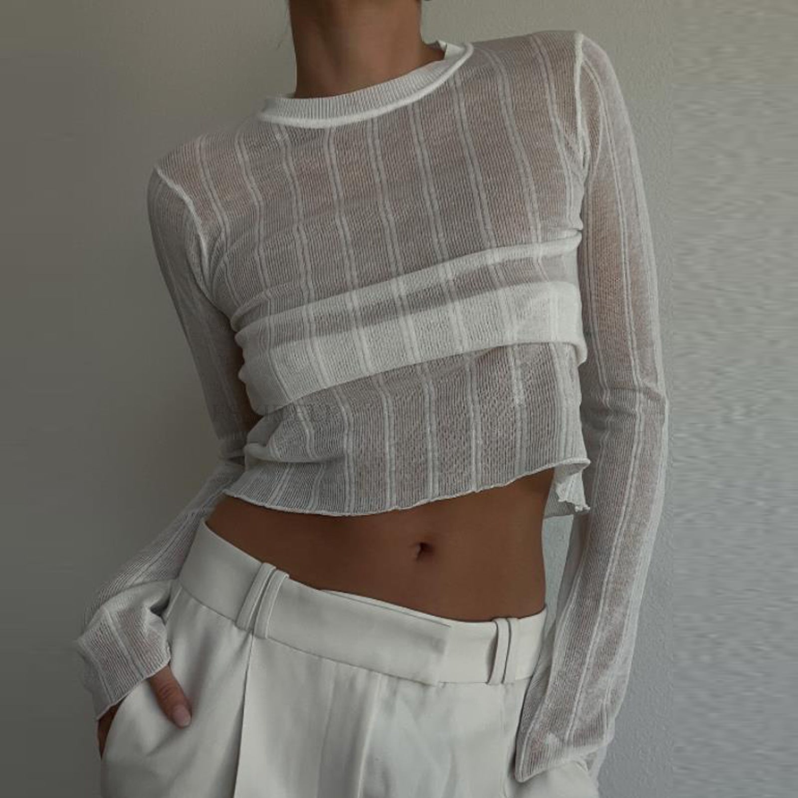 Women Clothing T shirt Sexy Cutout Top Simple Solid Color Slim Fit Cropped Long Sleeve T shirt Top by Ragazza