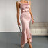 Pink Backless Fishtail Dress Satin Dress Wedding Bridesmaid Cocktail Party Party Dress by Ragazza