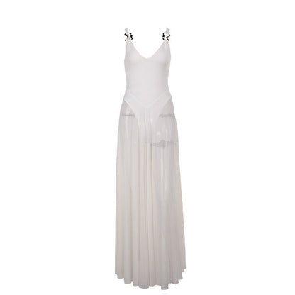 Autumn Sexy Maxi Dress Vacation Slim Fit Mesh A Line Dress  DestGlow