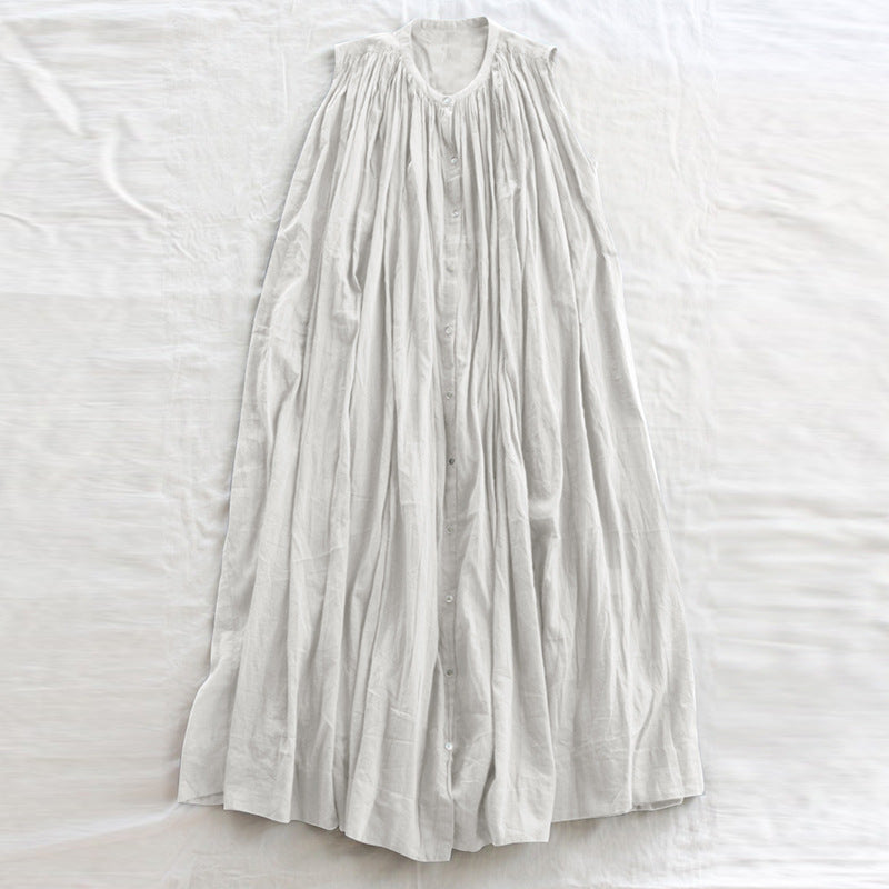 French Pleating Dress Summer Western Paris Yarn Loose Large Dress A Line Dress Can Be Used as Blouse by Ragazza
