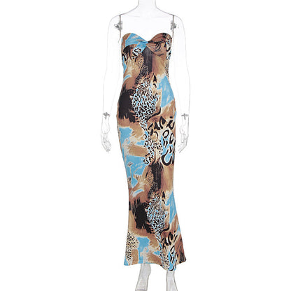 Summer Women Clothing Sexy Pure Want to Print Tube Top Sleeveless Backless Dress by Ragazza