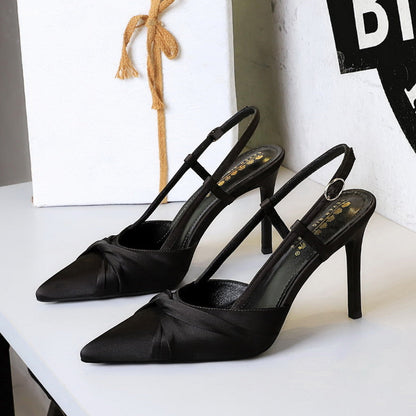 High Grade Cocktail High Heels Stiletto Heel Low Cut Bowknot Hollow Out Cutout Back Strap Super High Heel Shoes  DestGlow