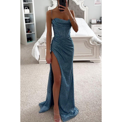 Party Suspenders Dress Loose Casual Slit Women Clothing Dress by Ragazza