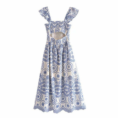 Women Hollow Out Cutout Embroidered Strap Dress by Ragazza