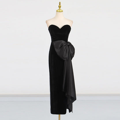 Spring Sexy Spicy Girl Retro Waist Slimming Bow High Grade Tube Top Dress Women by Ragazza