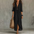 Women Elegant Button Collared Slit Elegant Dress  DestGlow