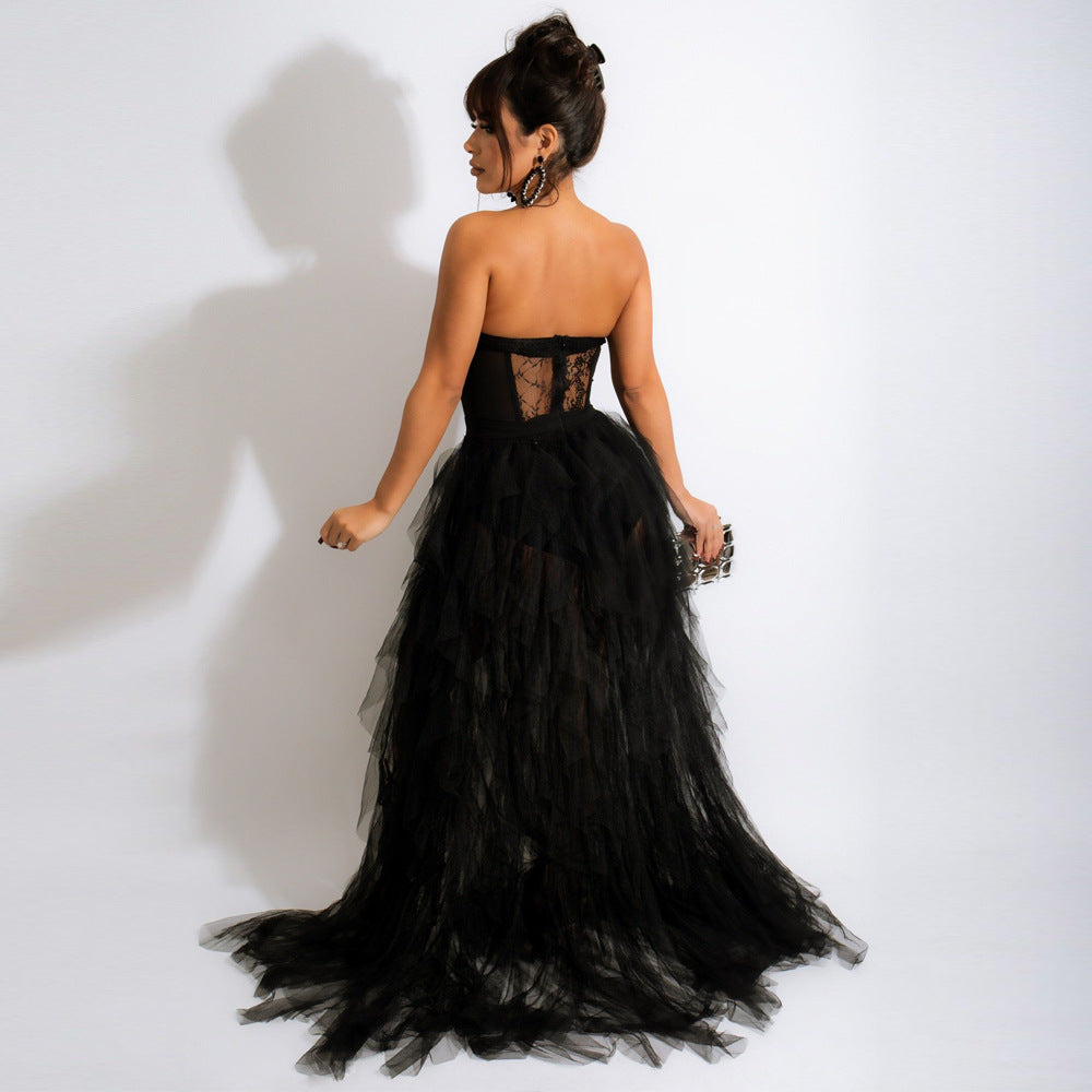 Sexy See-through Mesh Lace Chest-Wrapped Dress by Ragazza