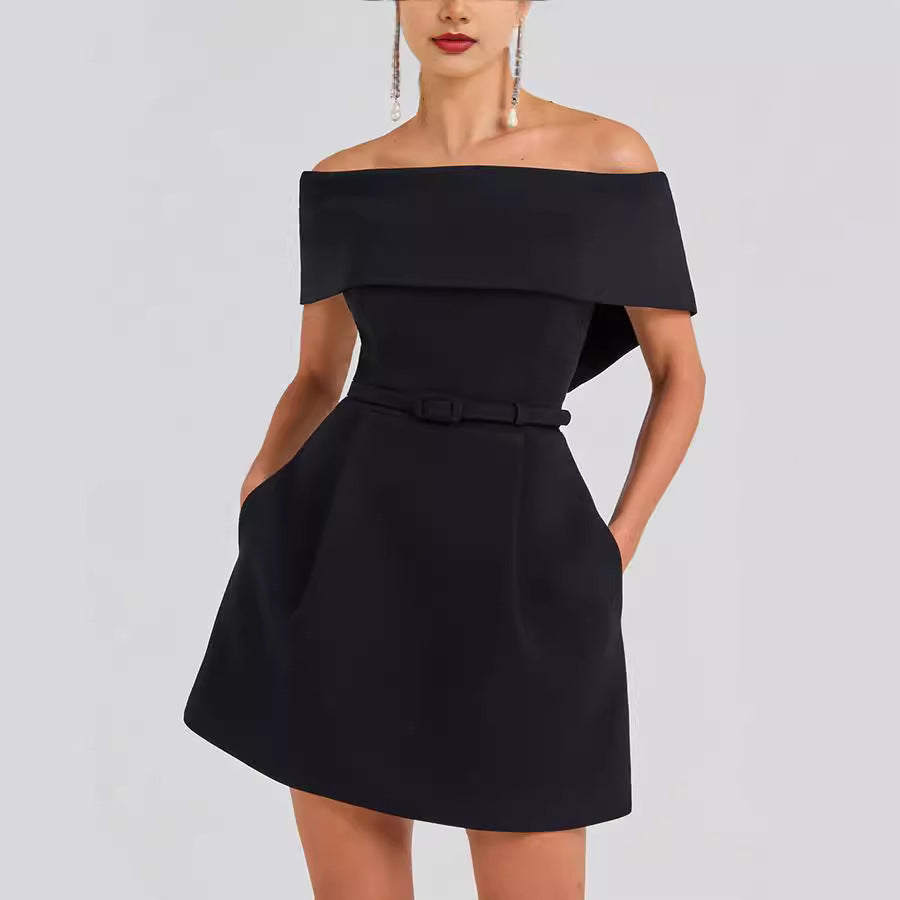 Spring Summer Waist Belt Off Shoulder Dress Casual Party Dress Dress Women by Ragazza