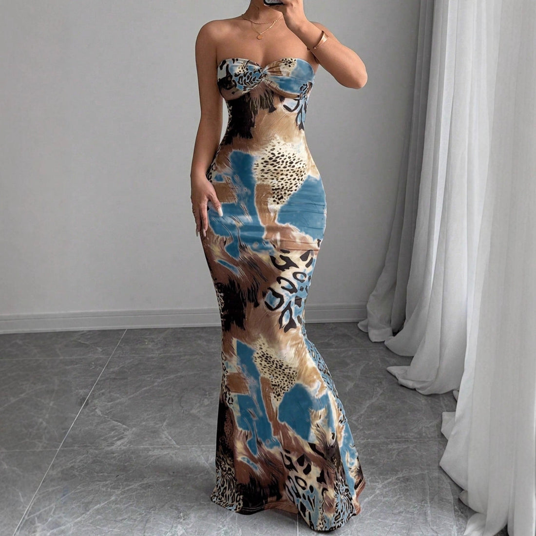 Summer Women Clothing Sexy Pure Want to Print Tube Top Sleeveless Backless Dress by Ragazza