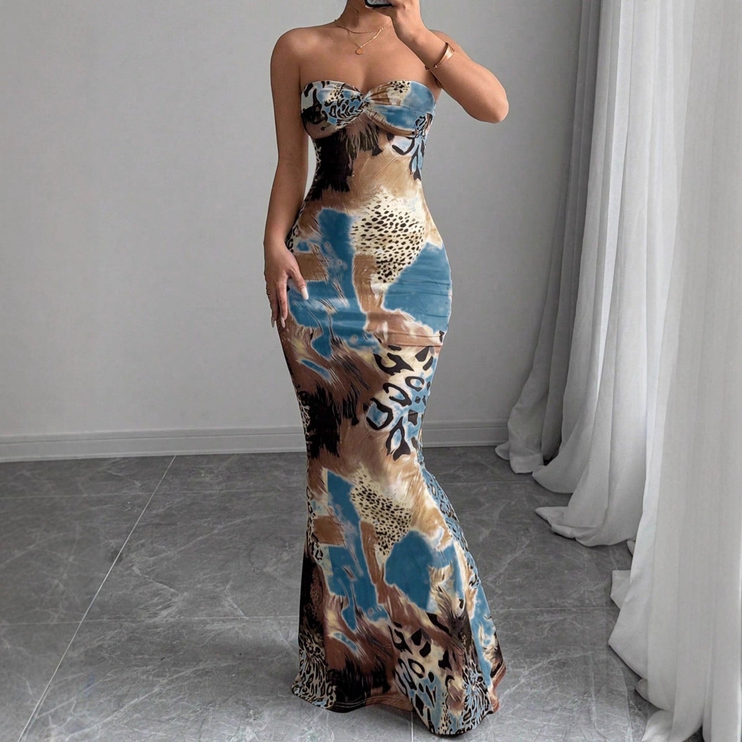 Summer Women Clothing Sexy Pure Want to Print Tube Top Sleeveless Backless Dress by Ragazza