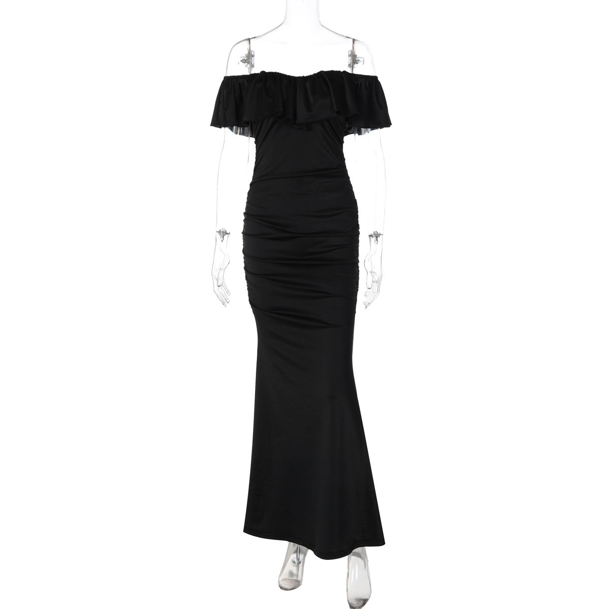 Women Clothing Summer Tube Top off Shoulder Fashionable Pleated Waist Slimming Dress  DestGlow