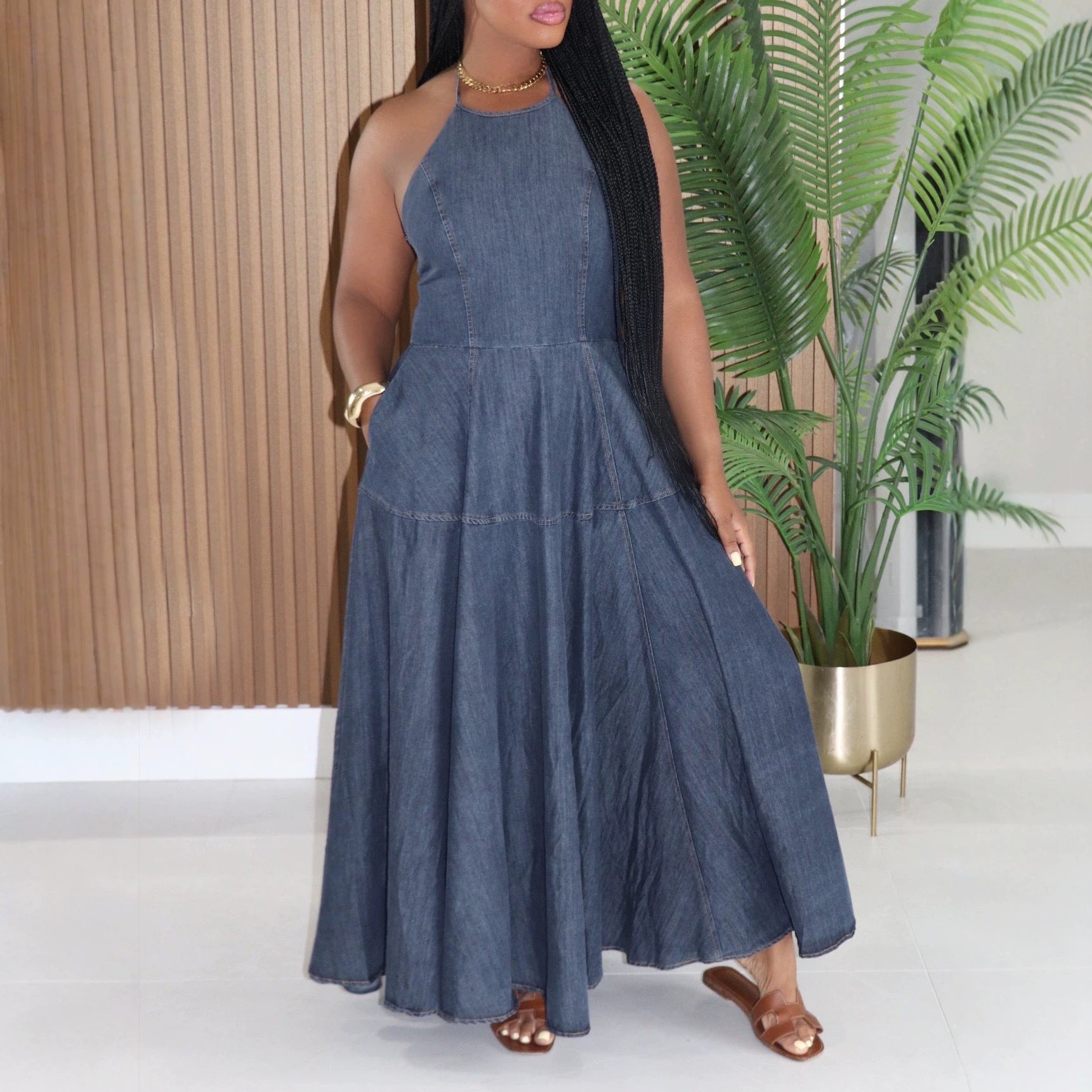 Women Clothing Denim Dress Sleeveless Dress for Women Maxi Dress  DestGlow