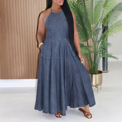 Women Clothing Denim Dress Sleeveless Dress for Women Maxi Dress  DestGlow