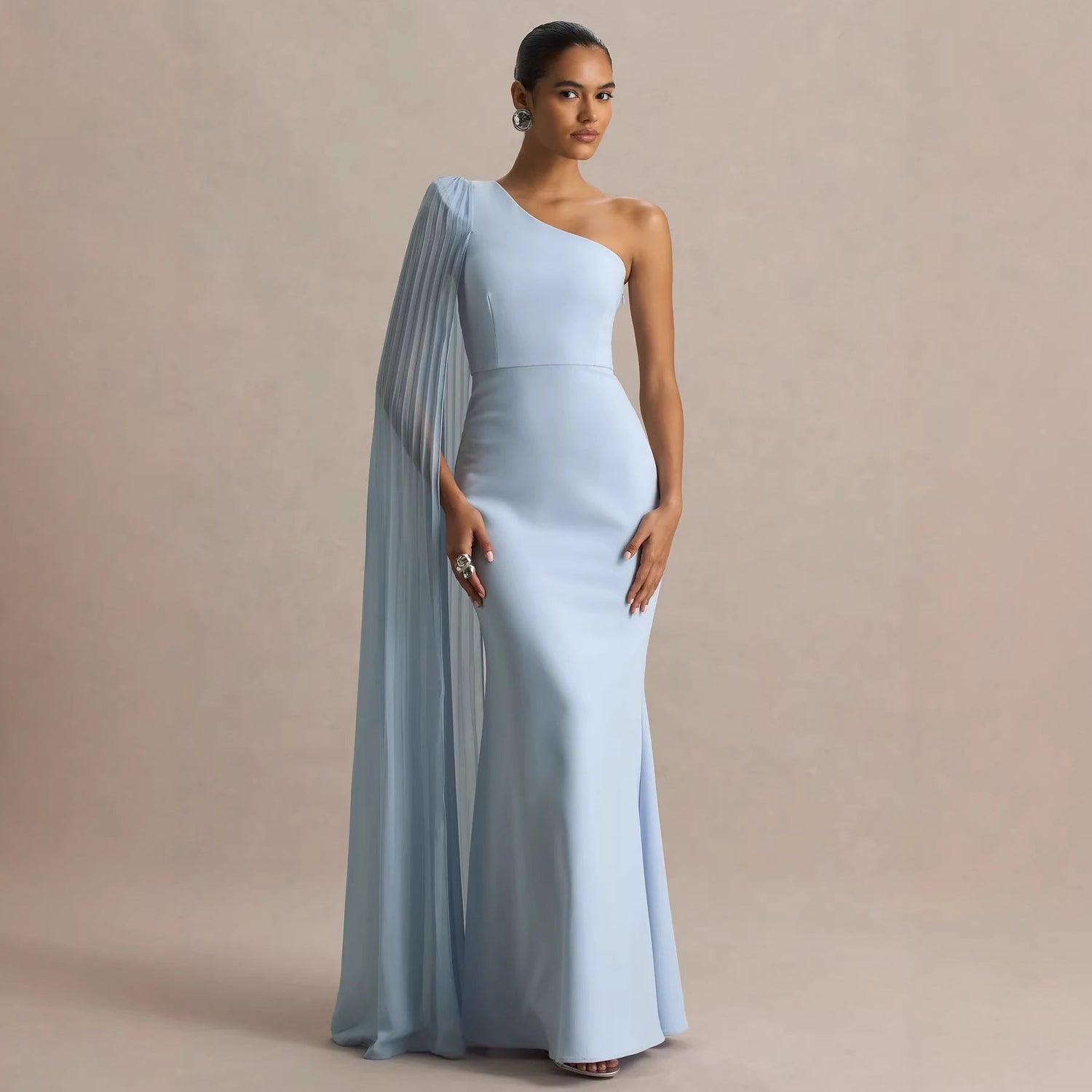 Spring Summer Shoulder Pleated Maxi Dress Holiday Party Women Dress by Ragazza