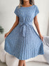 Spring Summer New Casual Short Sleeve Floral Large Hem Pleated Women Clothing by Ragazza