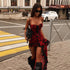 Summer Rose Print Tube Top Irregular Asymmetric Elegant Trailing Mesh Camisole Dress Slim Fit by Ragazza