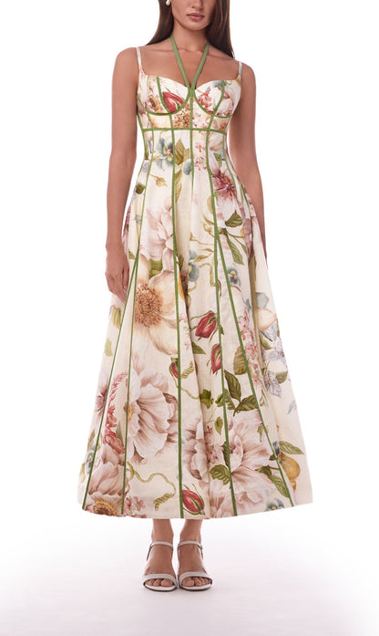 Spring Summer Suspender Printed Large Swing Dress Holiday Casual Women Dress  DestGlow