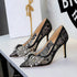 Diamond High Heels Bow Lace Super High Heel Women Shoes Pointed Low Cut Stiletto Heel Pumps  DestGlow