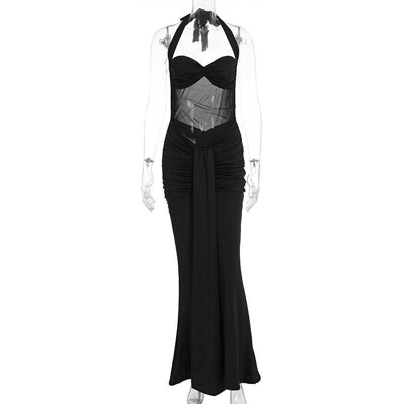 Women Clothing Summer Sexy Stitching See through Halter Dress by Ragazza