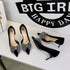 Super Large Rhinestone Bow Pointed Slip on Side Hollow Out Cutout Suede Pumps Women  DestGlow