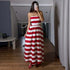 Women Dress Striped Print Wrapped Chest Swing Sexy Vacation Maxi Dress  DestGlow
