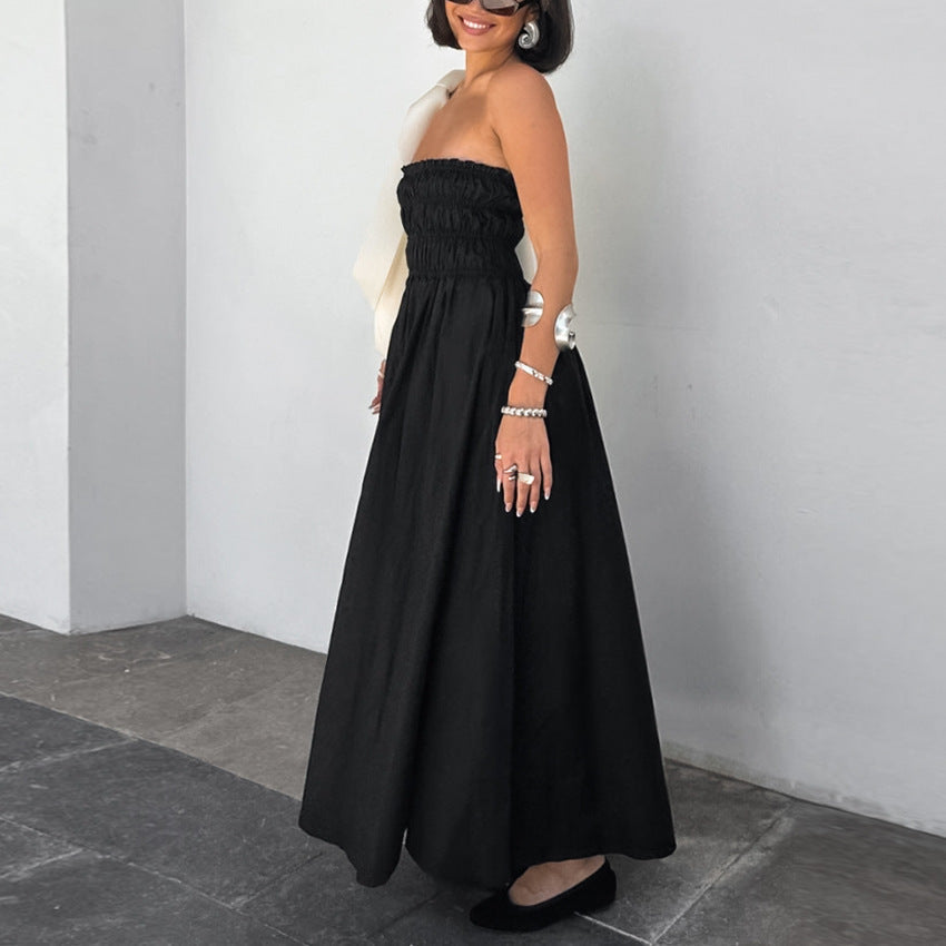 Summer Sexy Sleeveless Tube Top Elegant Slim Fit Dress High Sense Seaside Vacation Black Dress Women by Ragazza