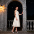 Elegant Beige Sleeveless Dress Autumn Winter Women Clothing Rhinestone Stitching Socialite Ruffled by Ragazza