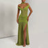 Summer Sexy Tube Top Backless Dress Mesh Pleated Slit Dress by Ragazza