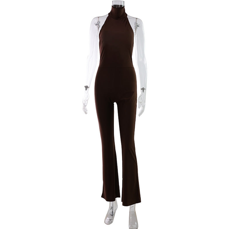 Sexy Millennium Sweet Cool Sleeveless Halter Backless Slim Fit Jumpsuit by Ragazza
