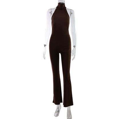 Sexy Millennium Sweet Cool Sleeveless Halter Backless Slim Fit Jumpsuit by Ragazza