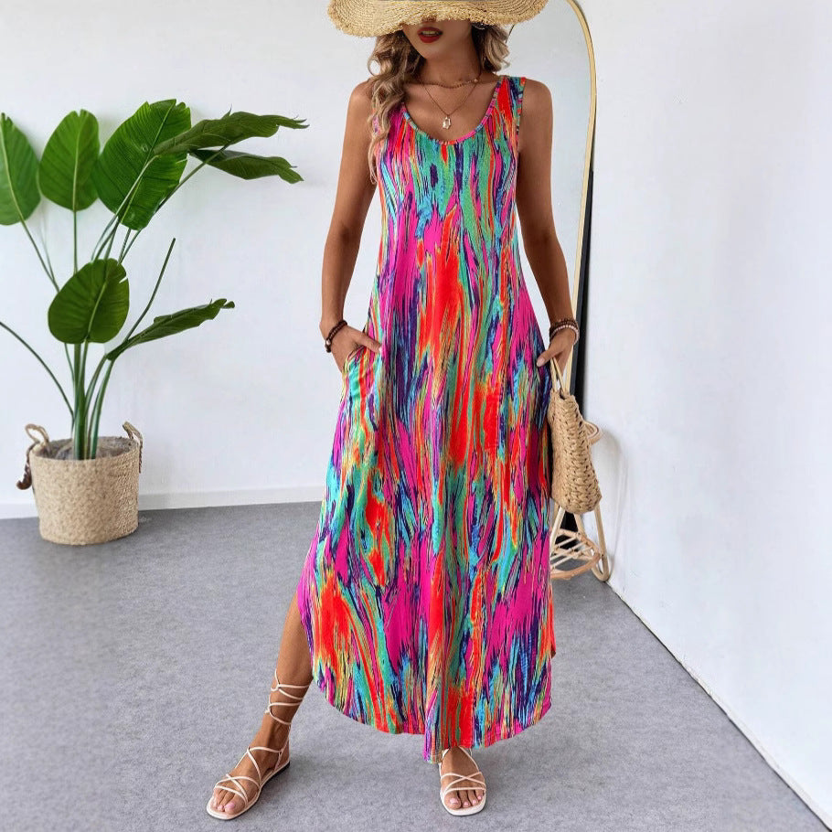 Summer Printed Sleeveless Slim Fit Slim Fit Sleeveless Dress by Ragazza